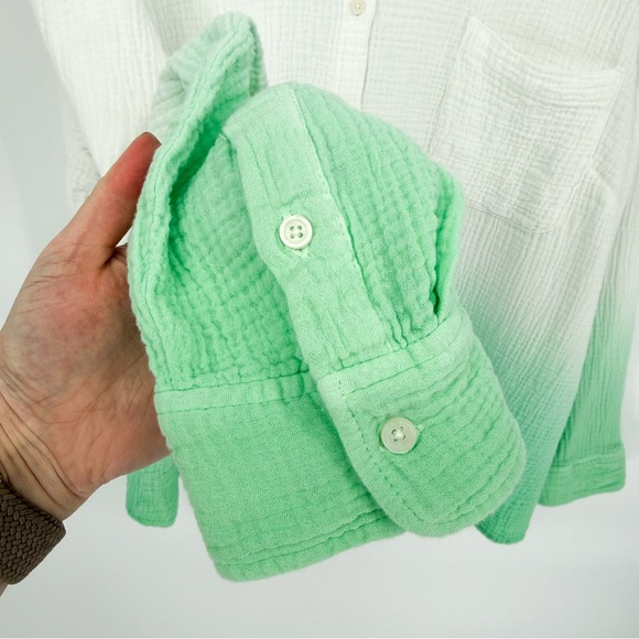 Candace Cameron Bure Ombre Dip Dye Cotton Gauze Button Down Top 1XP - Picture 5 of 10